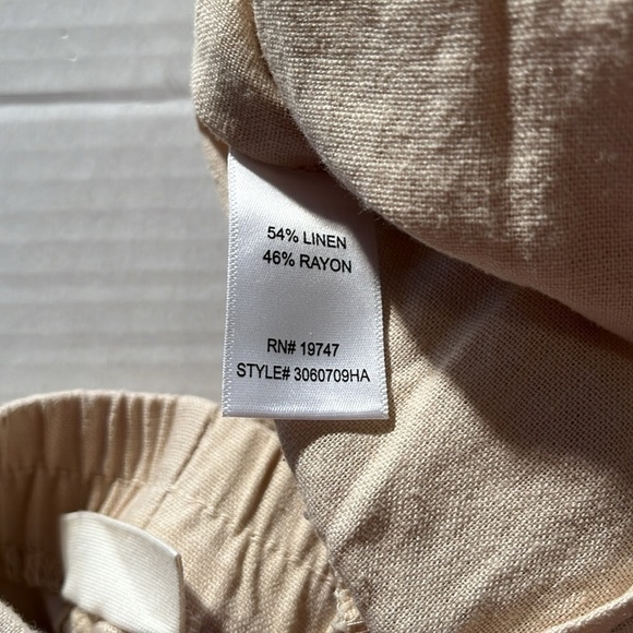 NWT-land’n sea-L-tan-tie front, high waist,washable, linen blend shorts - Picture 4 of 9